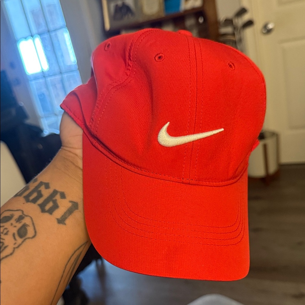 Nike Bright Red Cap with White Swoosh